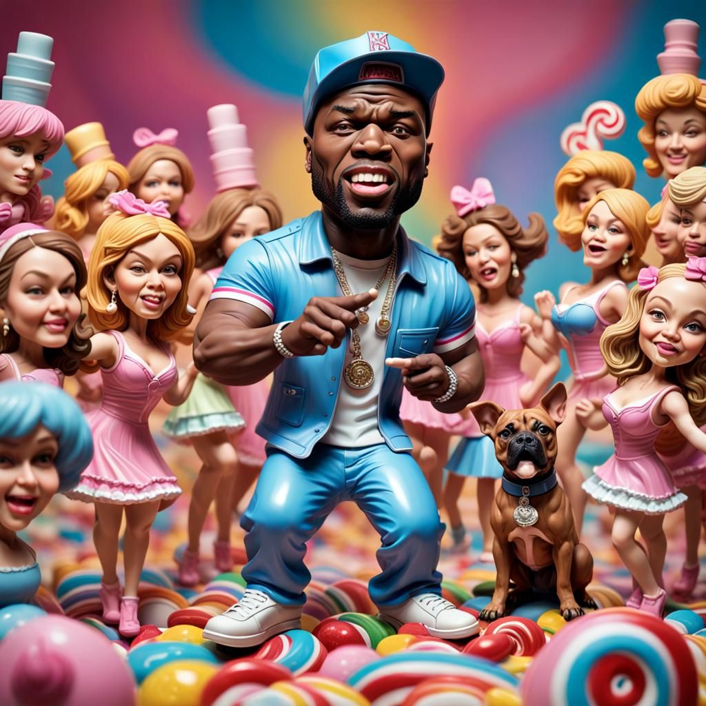 50 Cent Bobblehead Dances in Candy Land