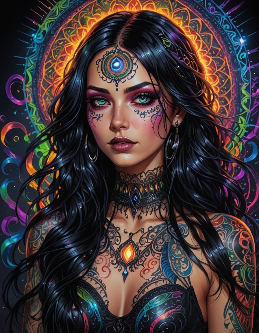 Raver Goth Female with Bioluminescent Eyes