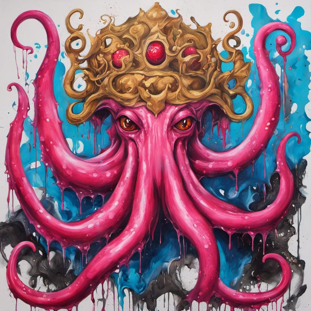 Cephalopod Demon King in Graffiti Art Style