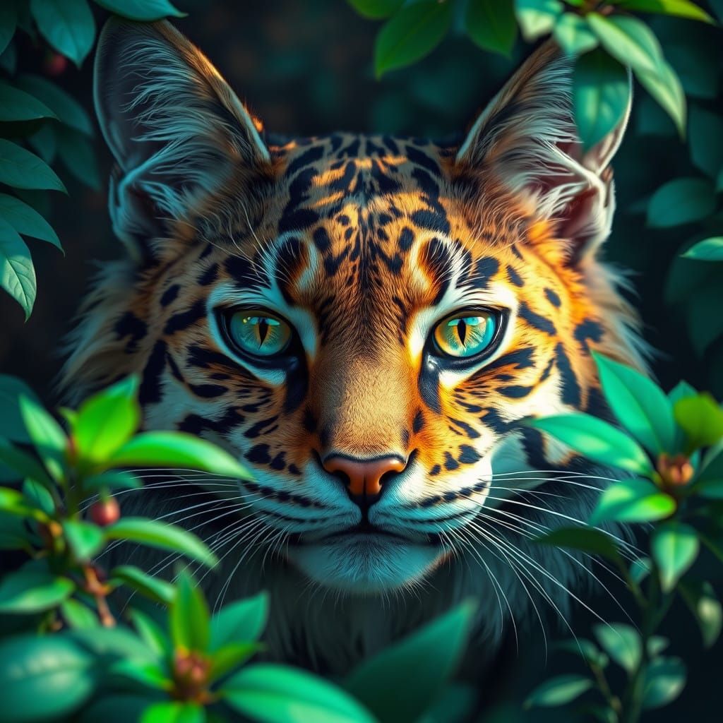 Wild Cat Face in Vibrant Matte Painting Style