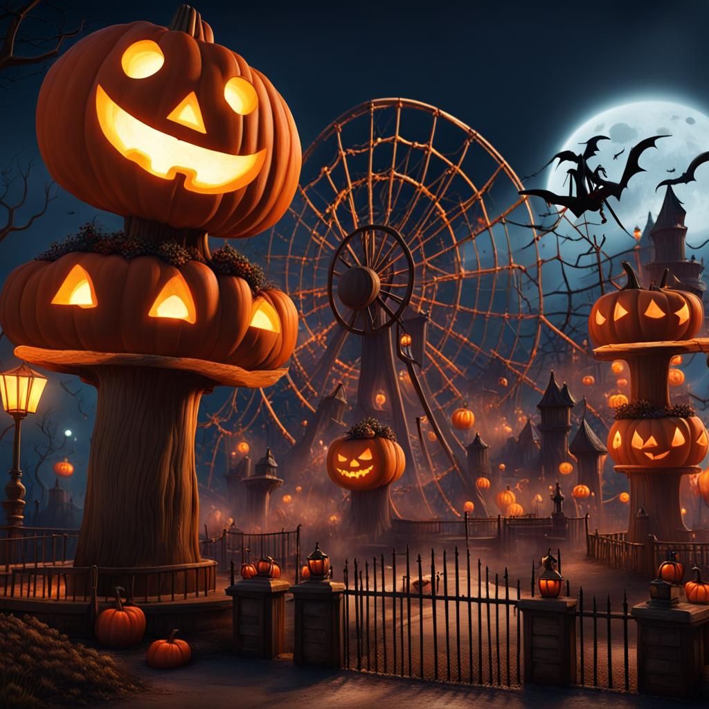 Halloween Theme Park with Ferris Wheel
