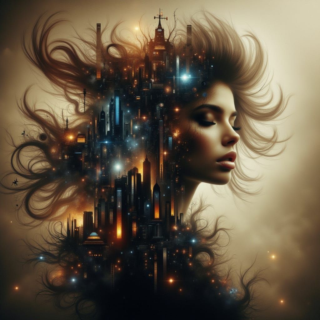 Dystopian Woman in Dieselpunk Haze