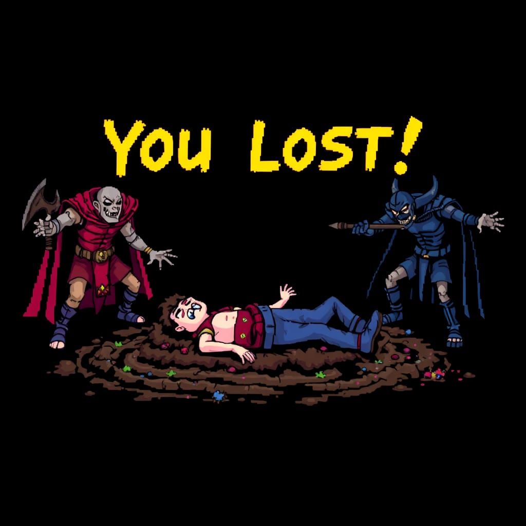 Grotesque Pixel Art Game Loss Screen