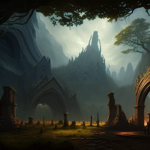 Elven Ruins: Detailed Matte Painting in Unreal Engine