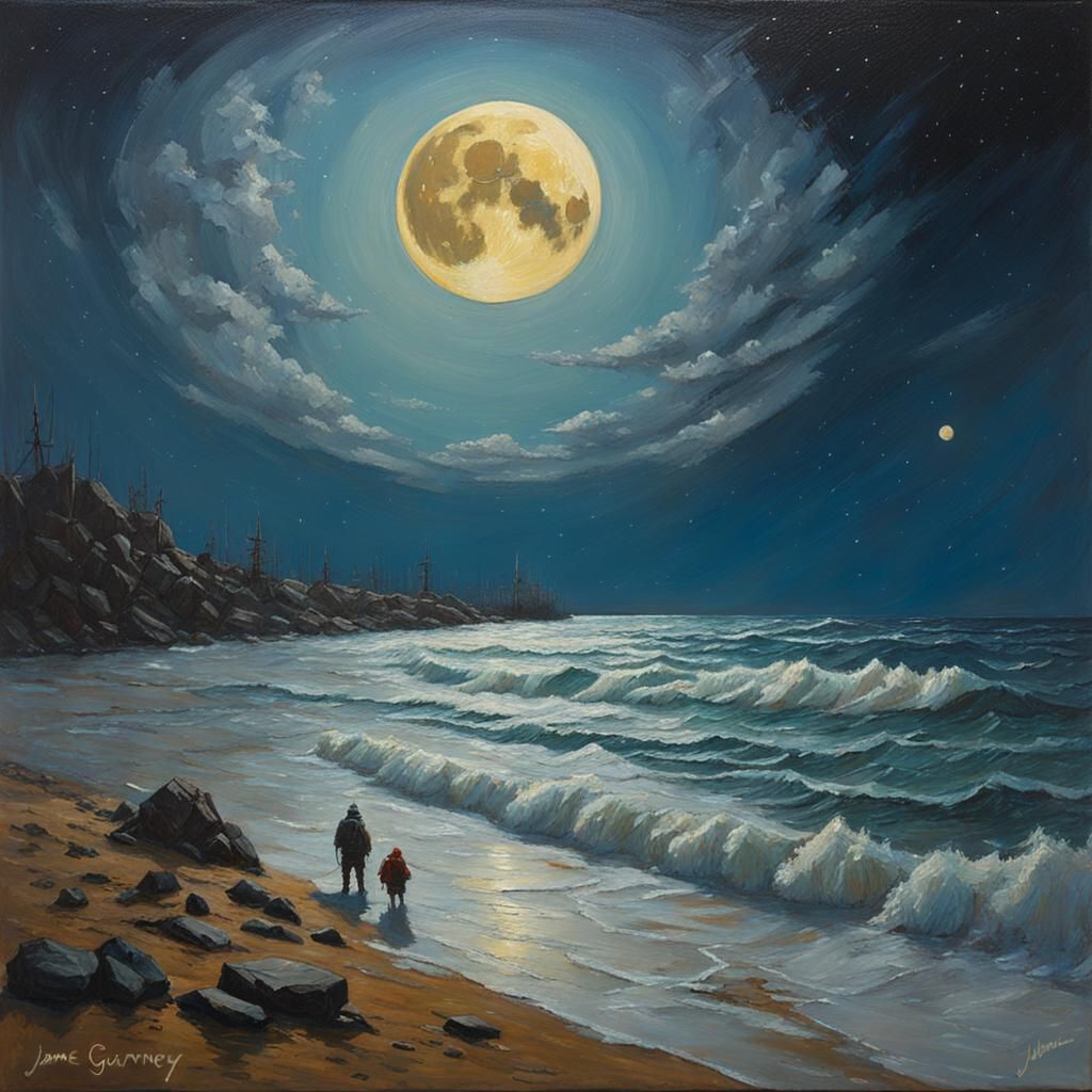 Sentient Moon in Oil Painting Style