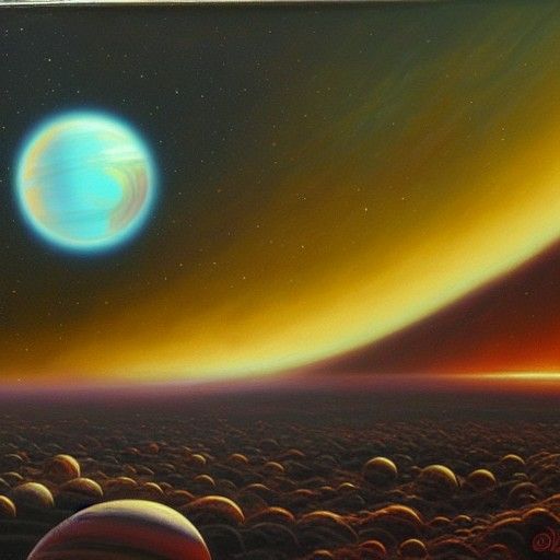 Cosmic Planet in Oil Painting Style