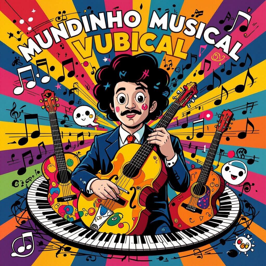 Vibrant Musical World Portrait in Pop Art Style