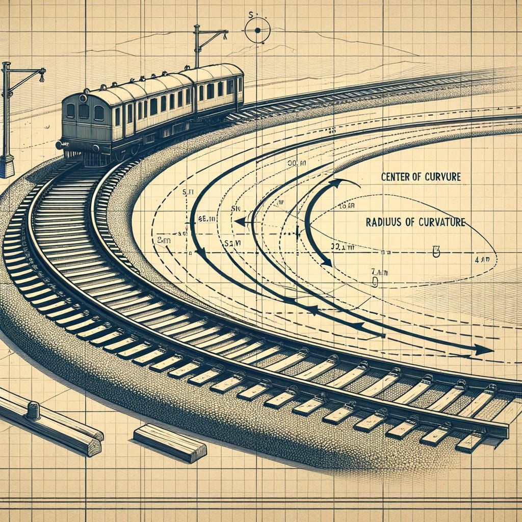 Blueprint of Railway Track Radius of Curvature