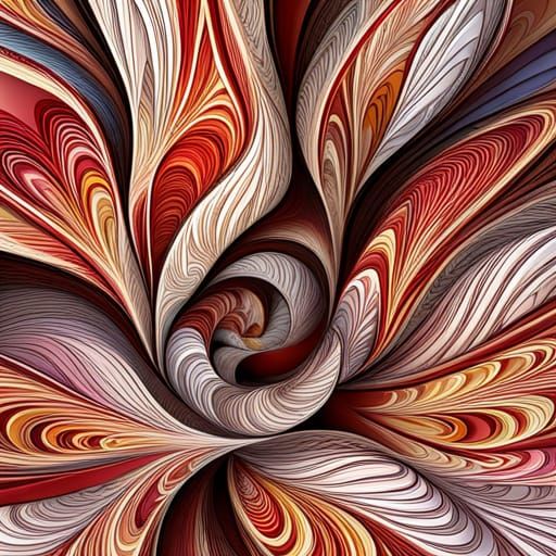 Abstract Fractal Tulips with Zentangle and 3D Shading