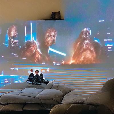Boys Watching Star Wars on 4K TV