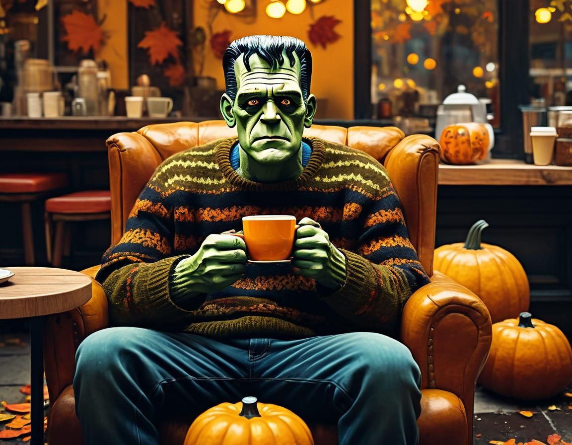 Frankenstein's Autumn Latte: A Pop Art Creation