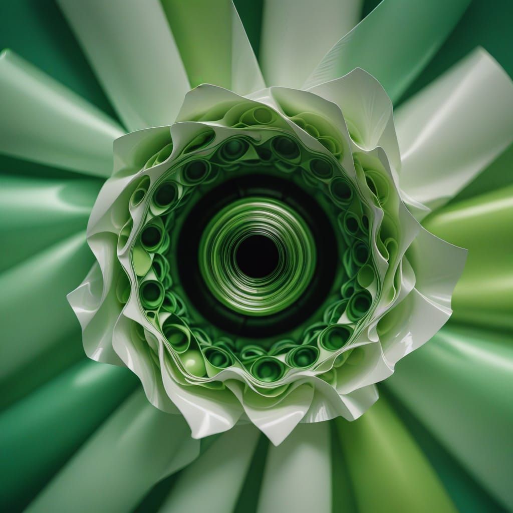 Vibrant Green Glass and Twisted Paper Art