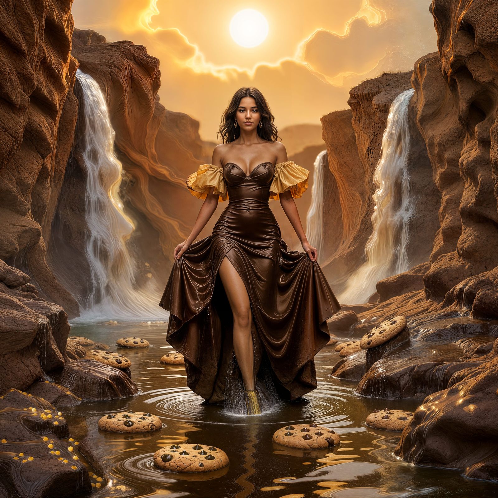 Chocolate Chip Cookie Wonderland with Cocoa Waterfalls