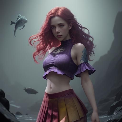 Lovecraftian Woman with Fish Gills, Hyperdetailed Art