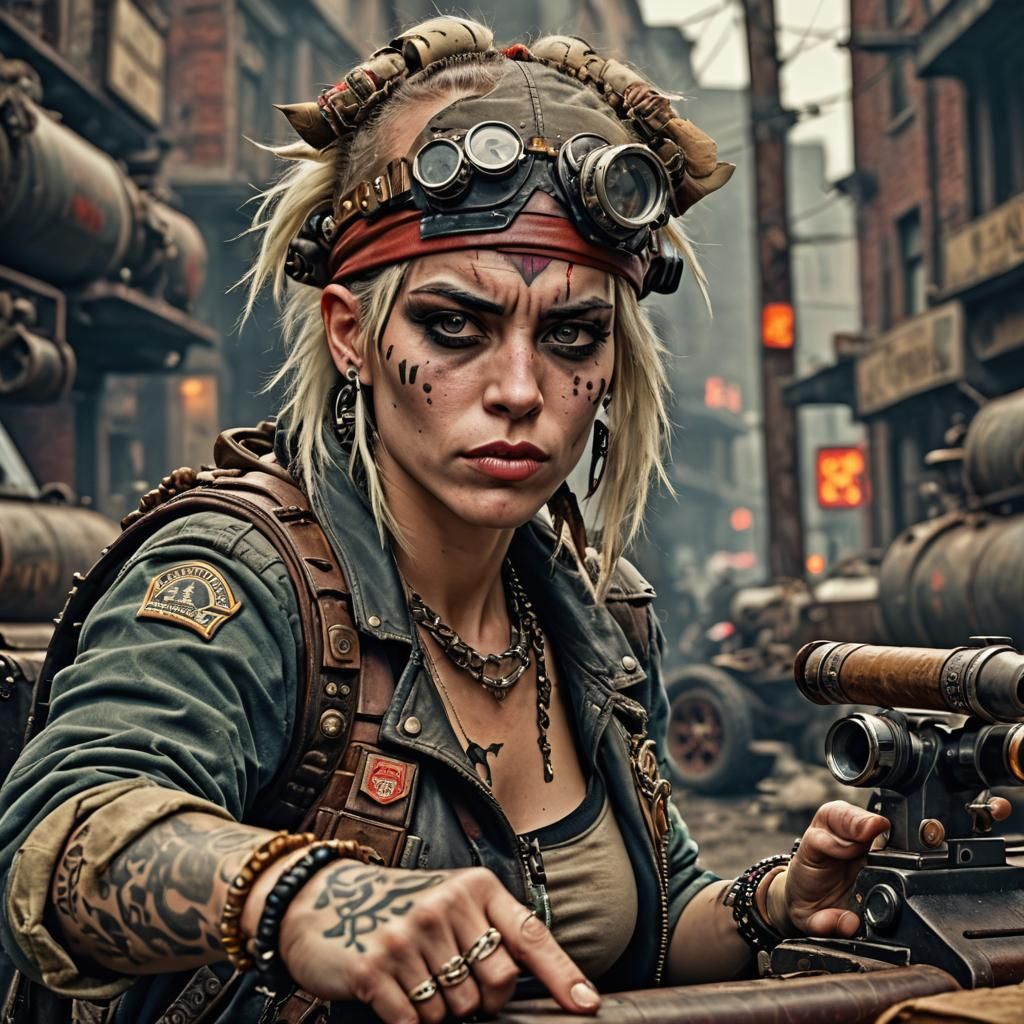 Hyperrealistic Tank Girl with Cigar