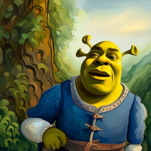 Shrek in Gouache Style: Museum Masterpiece