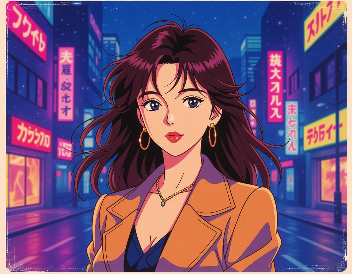 Retro Anime City Pop Album Cover Art