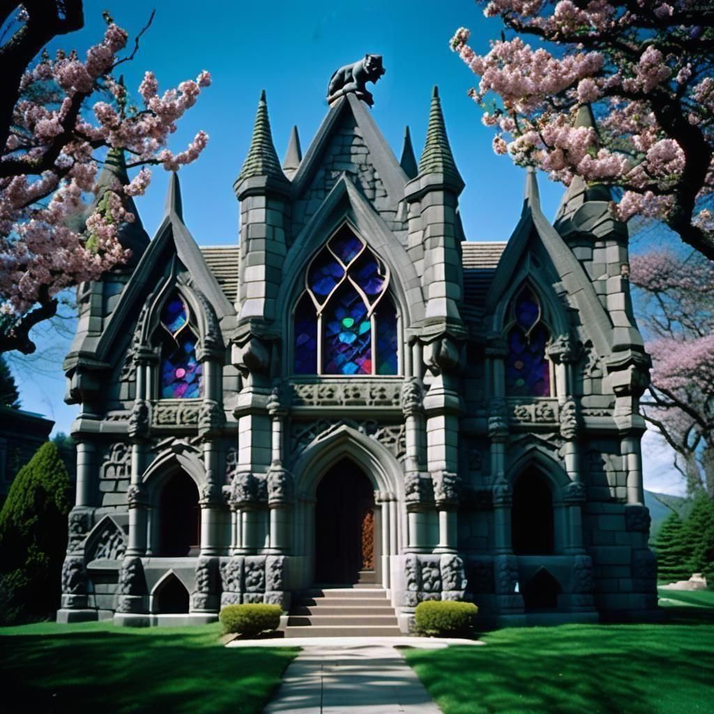 Detailed Miniature Gargoyle Statue with Blue Sky