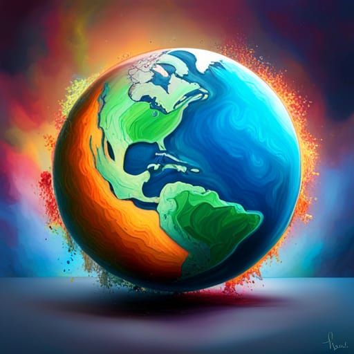 Glass Earth in Graffiti Art Style