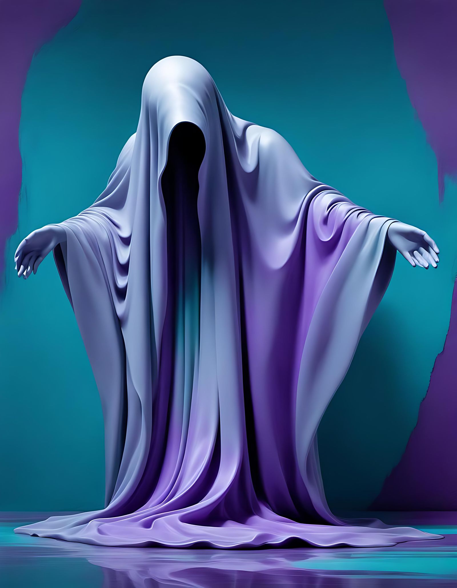 Surreal Grey Ghost on Duotone Chalk Background