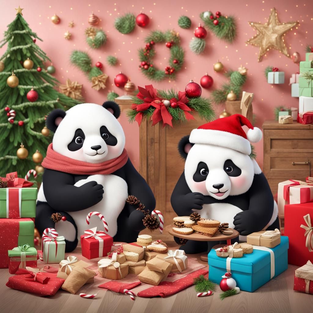 Panda Cubs Holiday Christmas Tea Party