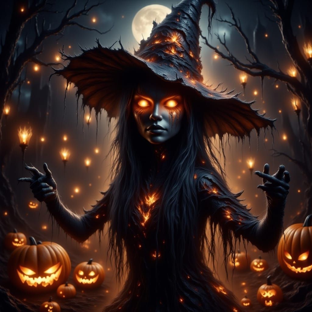 Sasha Obama as Halloween Mistress with Pumpkin Motifs