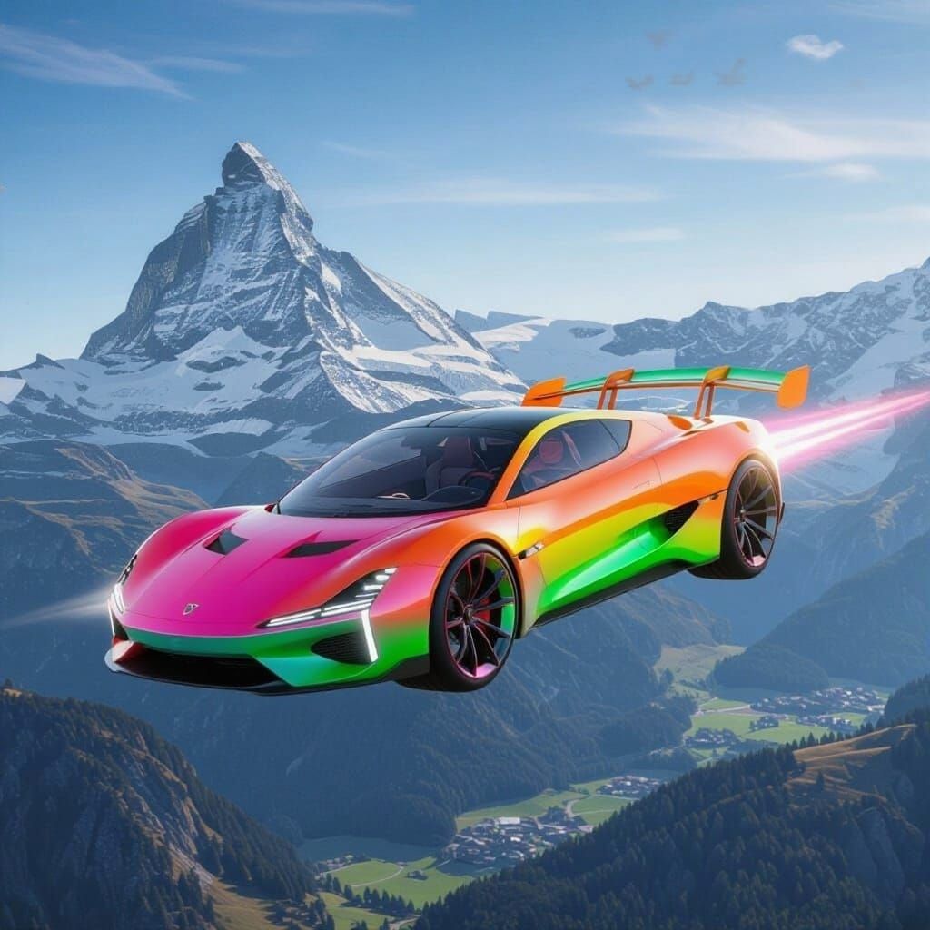Futuristic Hovertires on a Colorful Car
