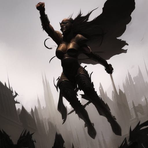 Powerful Warrior Defends City