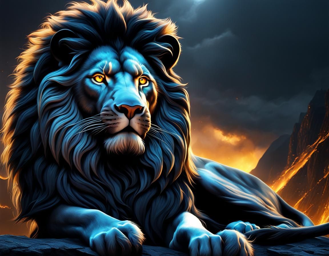 Majestic Lion with Golden Eyes: Fantasy Concept Art