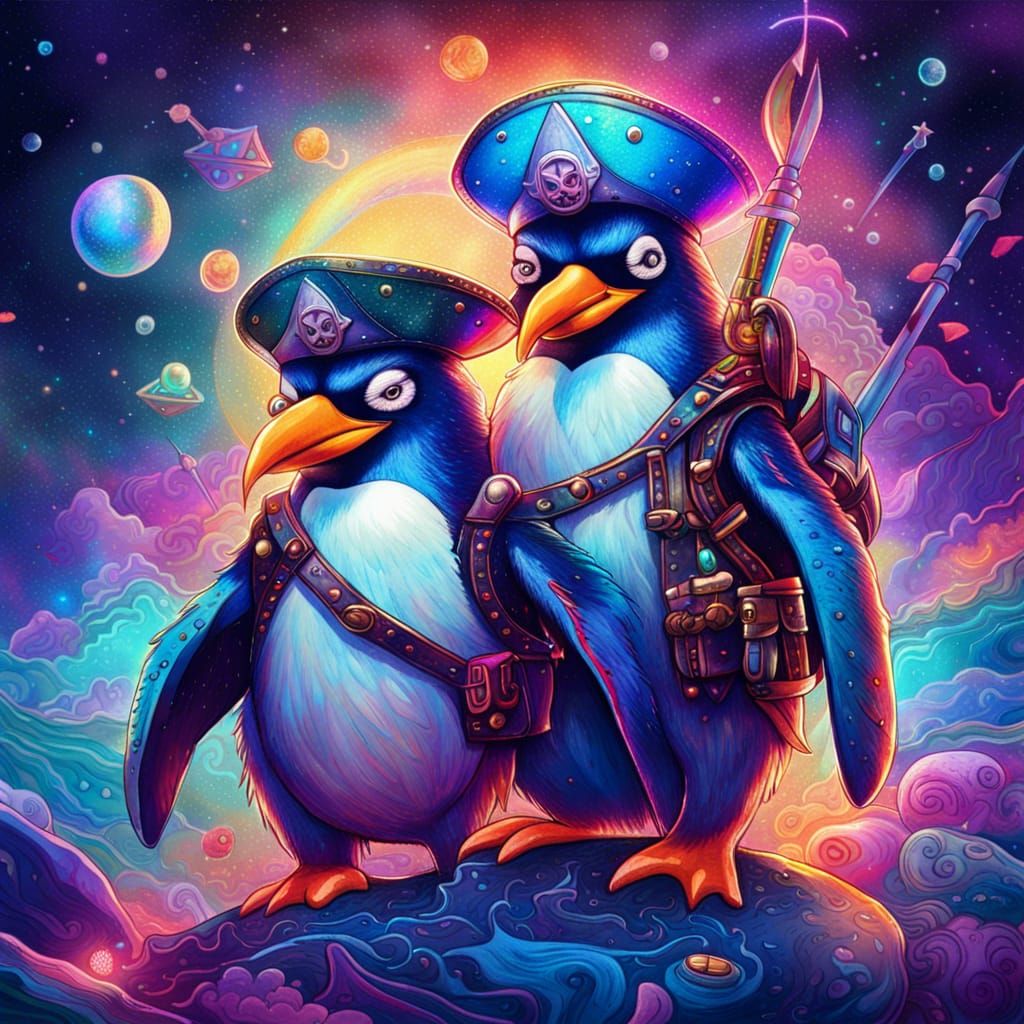 Penguin Pirates in Holographic Cosmic Illustration