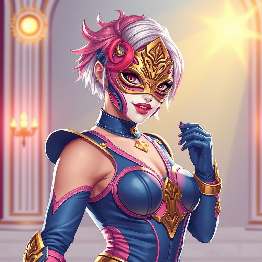 Glamorous Gothic Luchador in Opulent Armor