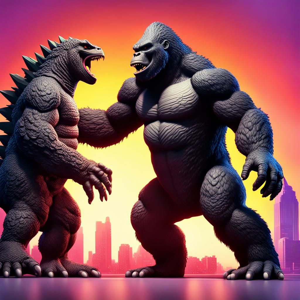 Godzilla Versus King Kong: 3D Digital Art