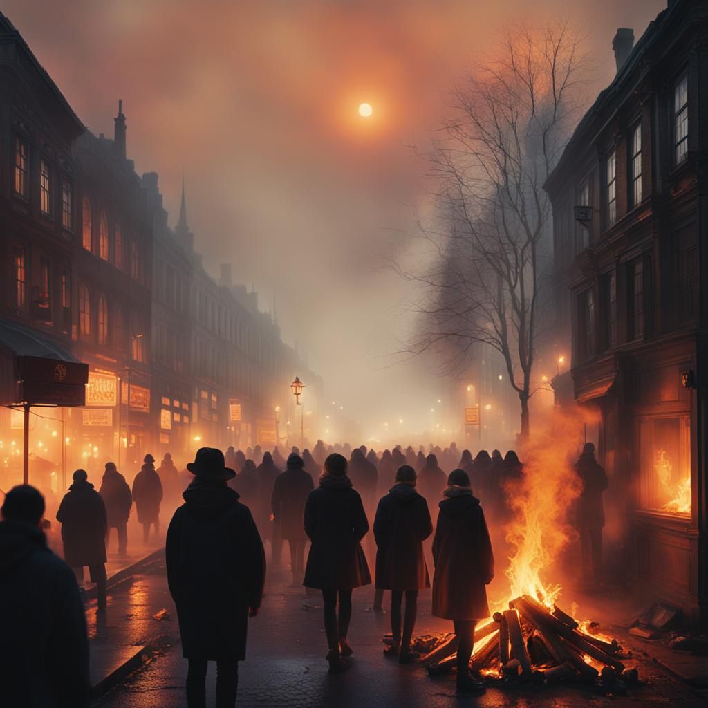 Ethereal Cityscape: Samhain Bonfire Night