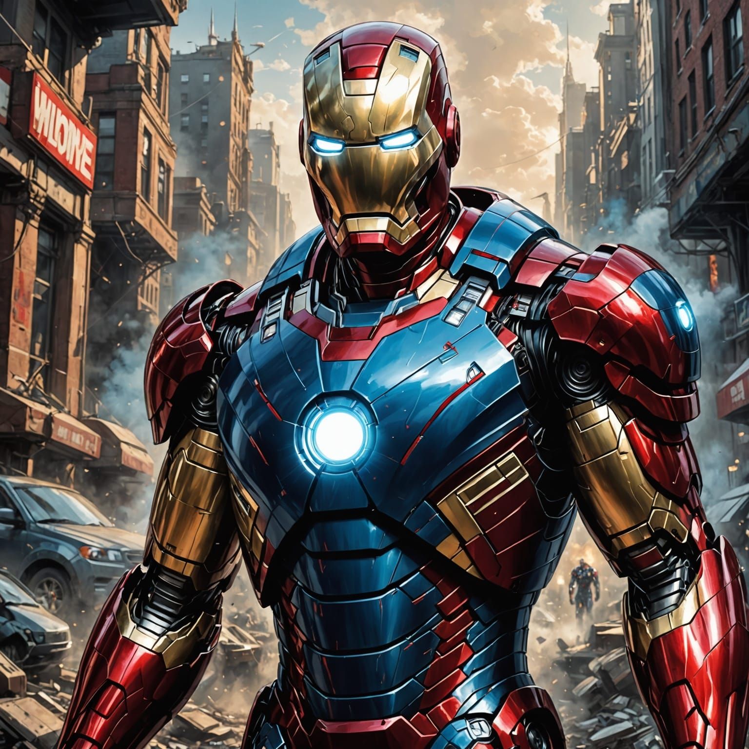 Stunning Iron Man Portrait in Red, White, and Blue