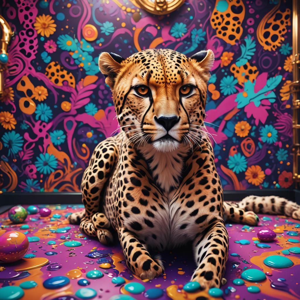 Psychedelic Nail Salon with Cheetah Print