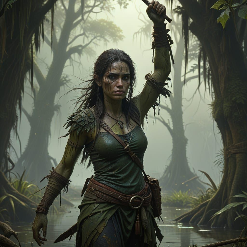 Swamp Woman in Epic Digital Oil Painting