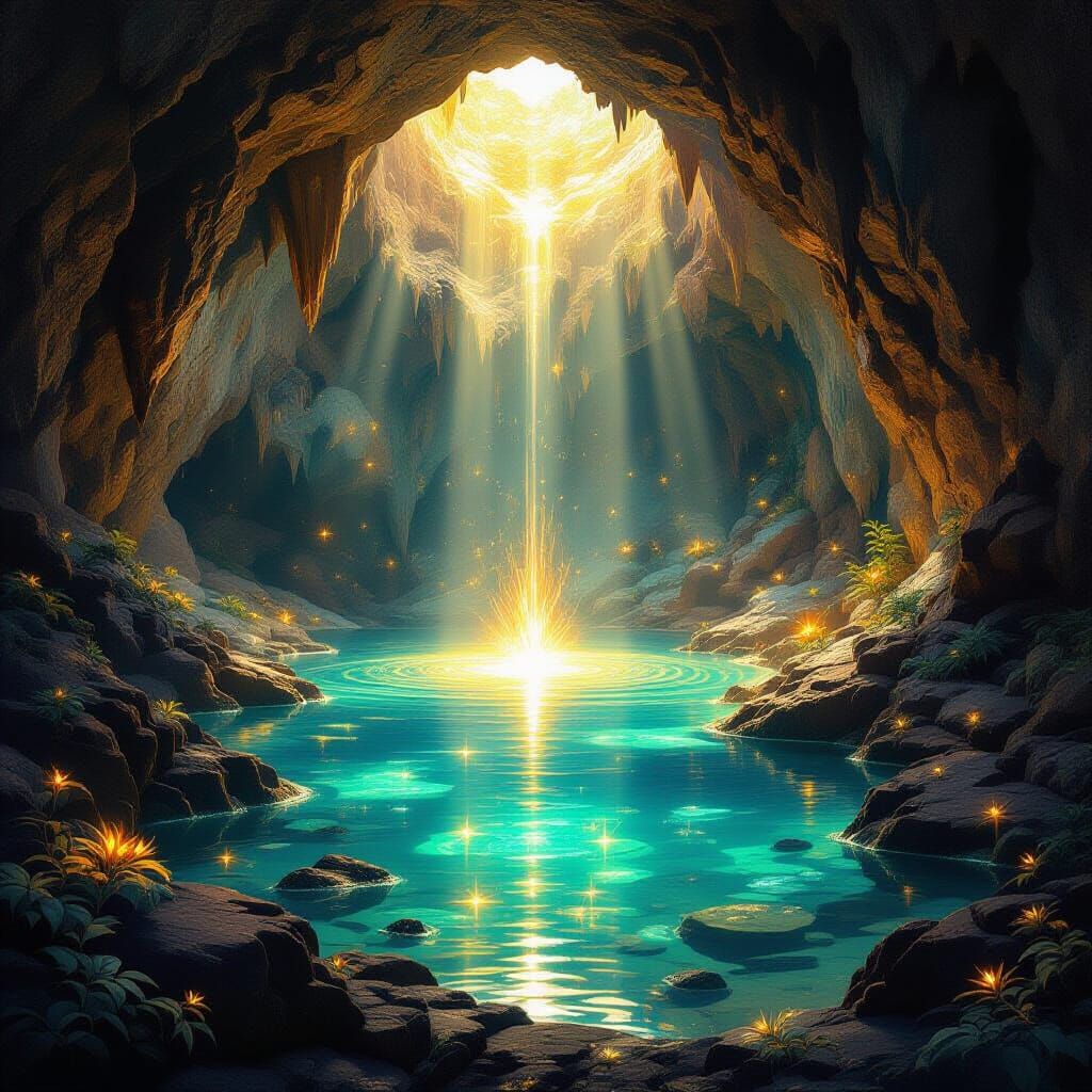 Cavern Spring Radiating Golden Clarity of Mind
