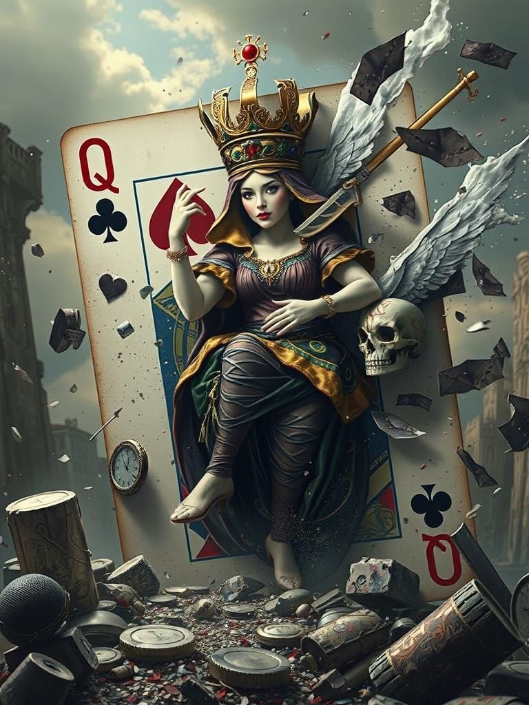 Queen of Spades Digital Illustration in Dark Fantasy Style