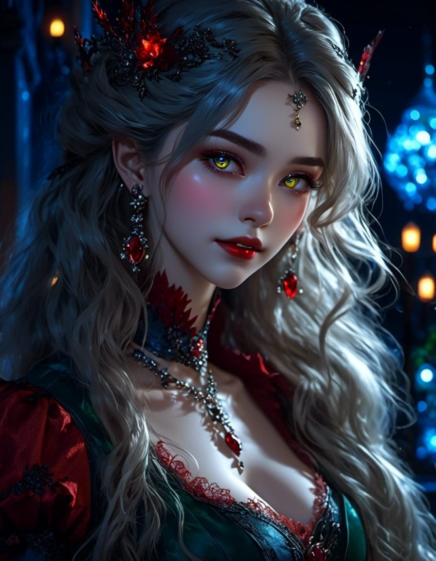 Vampire Woman Portrait with Gothic Fairycore Style