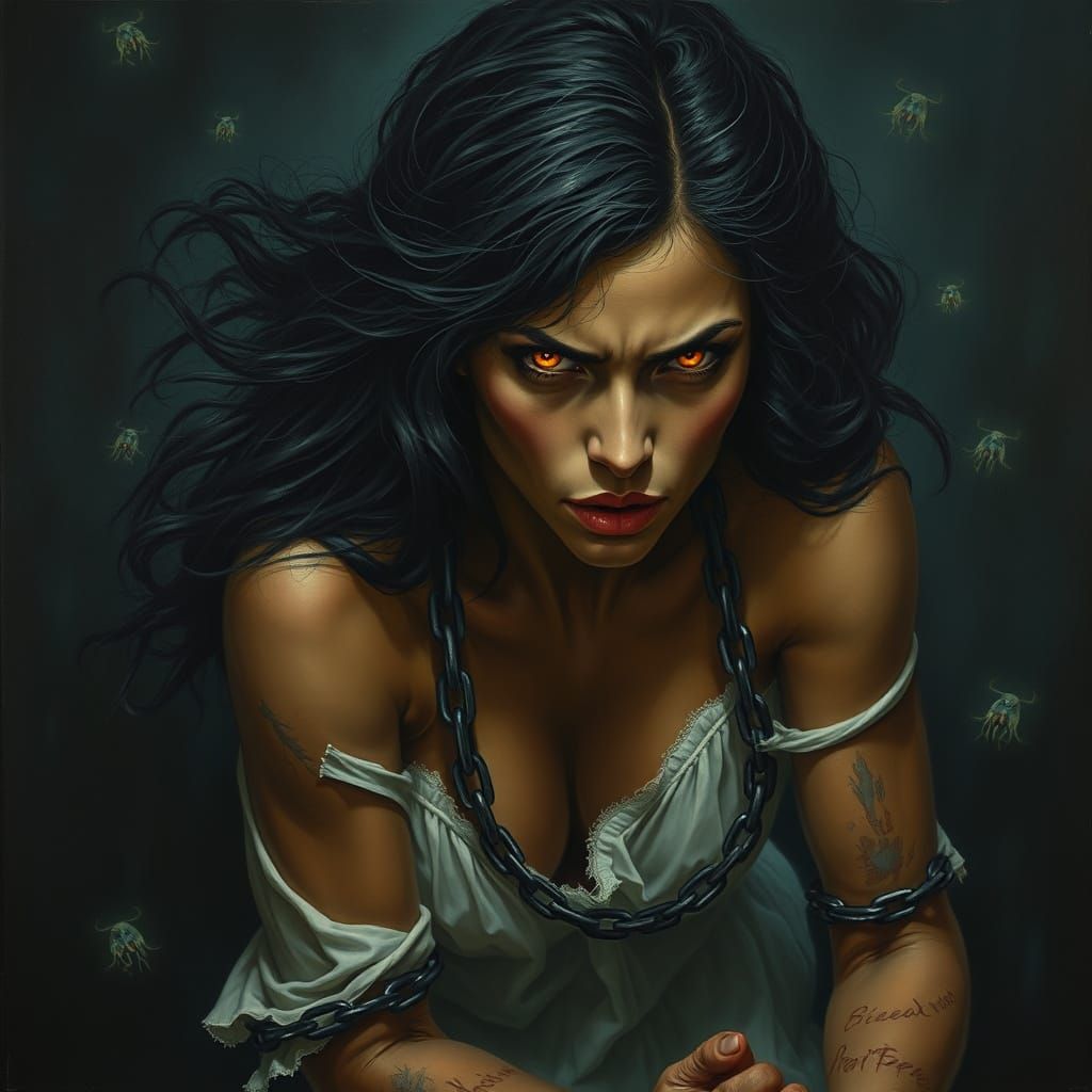 Dark Skinned Woman Trapped in Ocean Depths