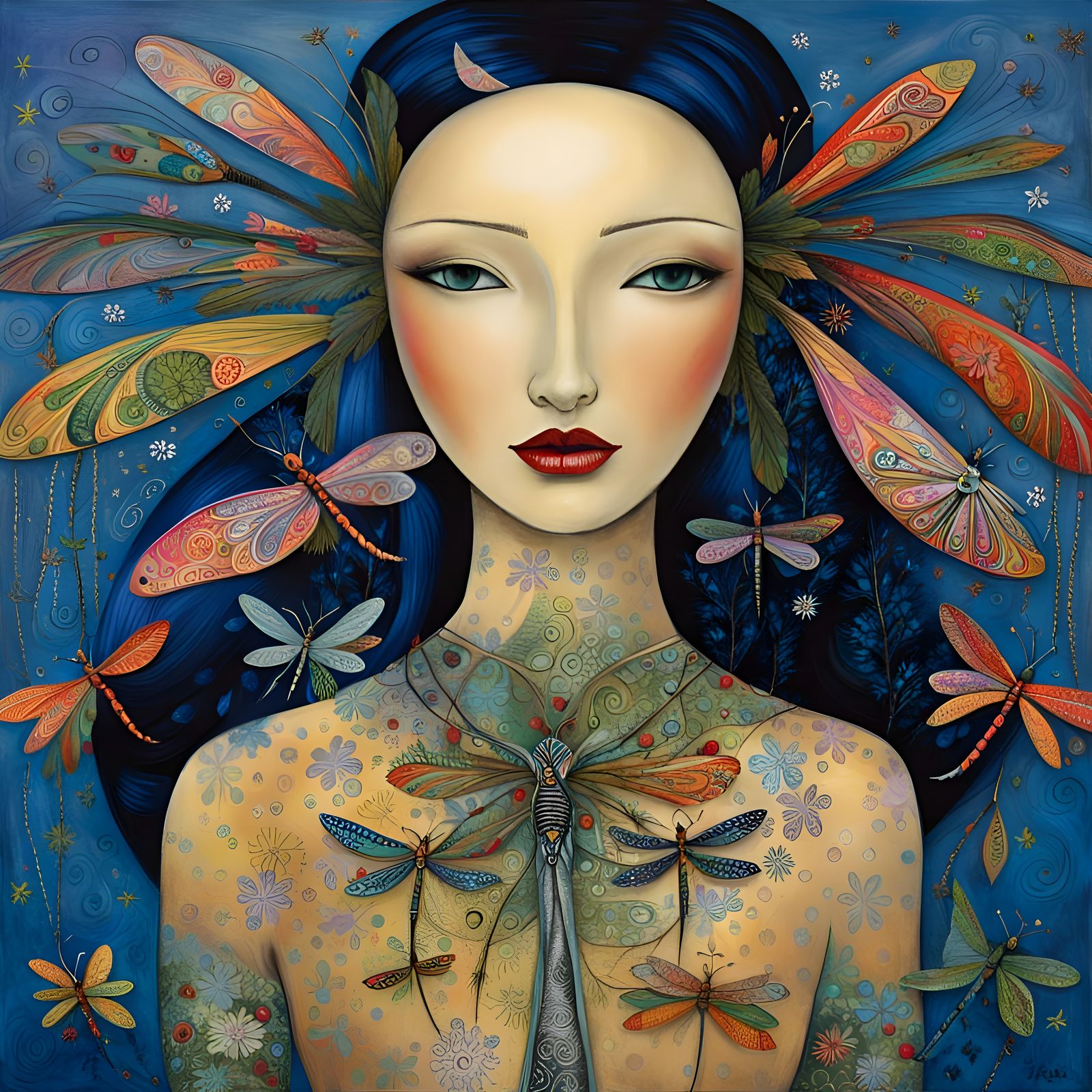 Gaia Mother Earth in Art Brut Style