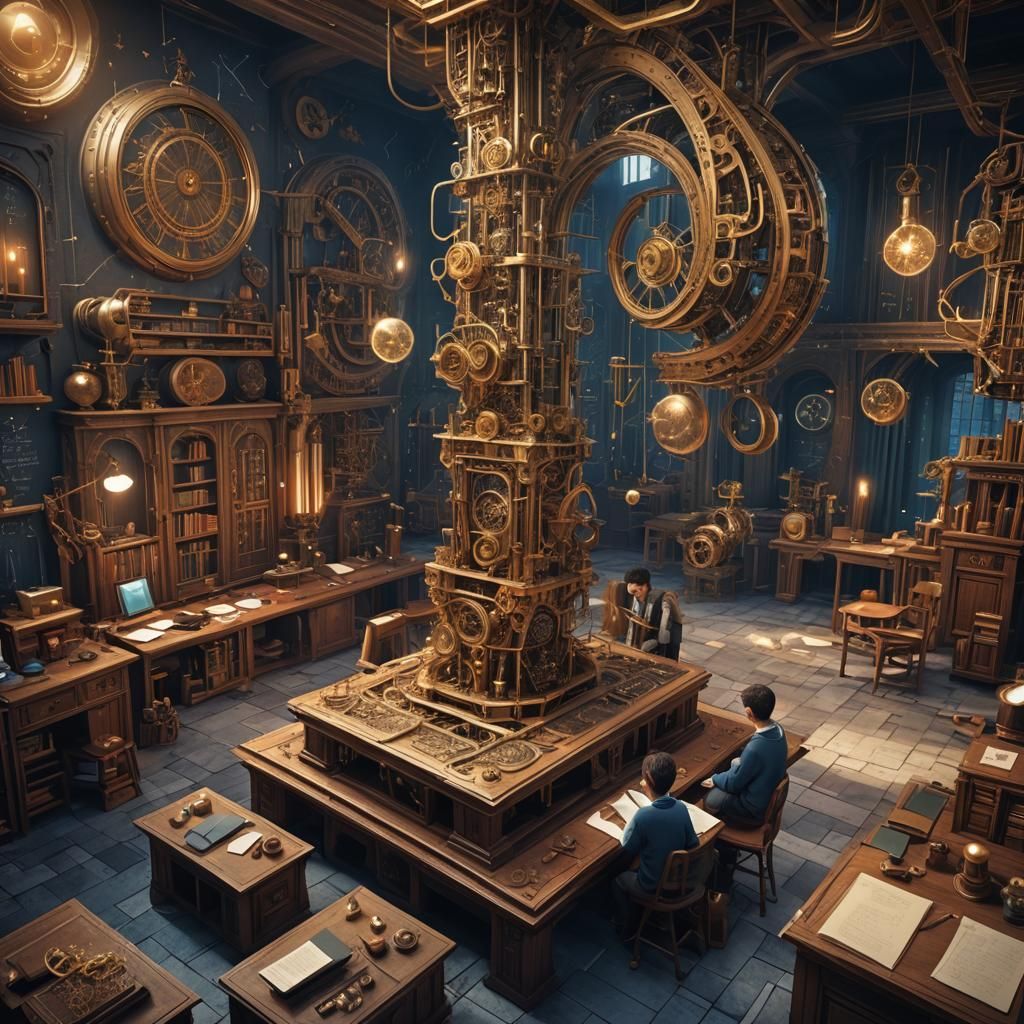 Physics Exam with Maxwell Equations: Fantasy Concept Art