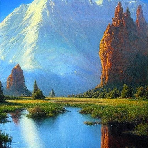 Idyllic Planet in Oil Painting Style