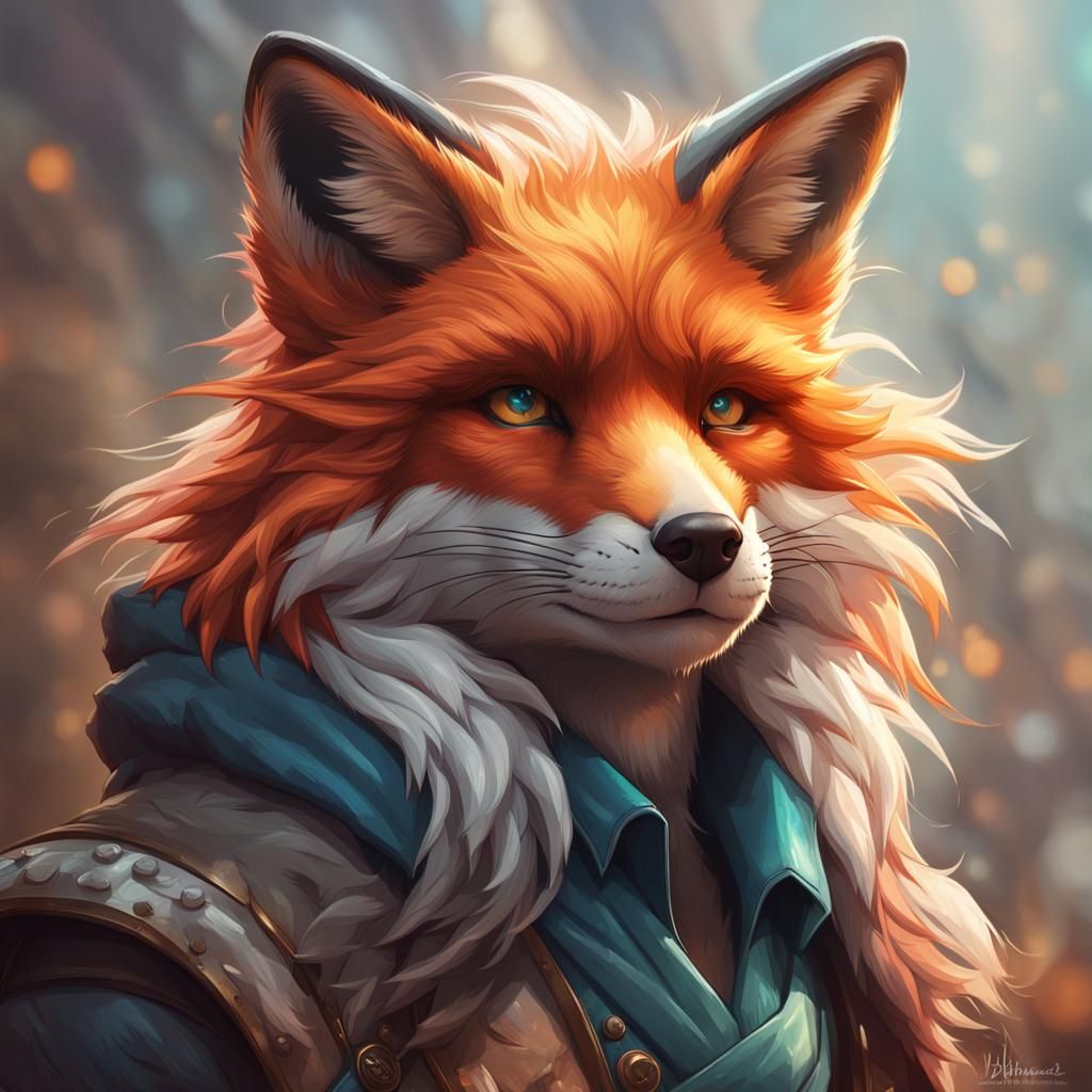 Detailed Fox Character Portrait in Digital Art Style