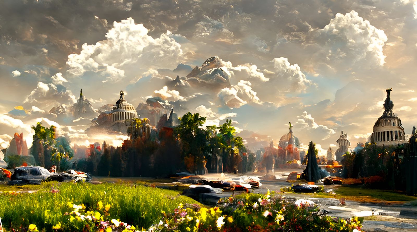 Political Landscape Painting in Hyperrealism Style