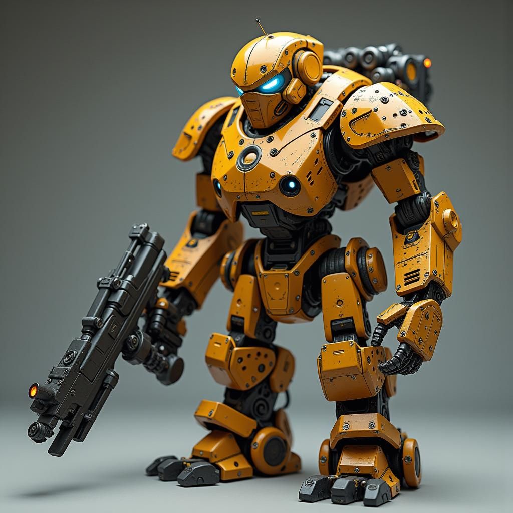 Futuristic Robot Army in Cyberpunk Cityscape