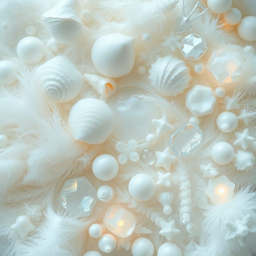 Ethereal White Composition in Digital Art Style