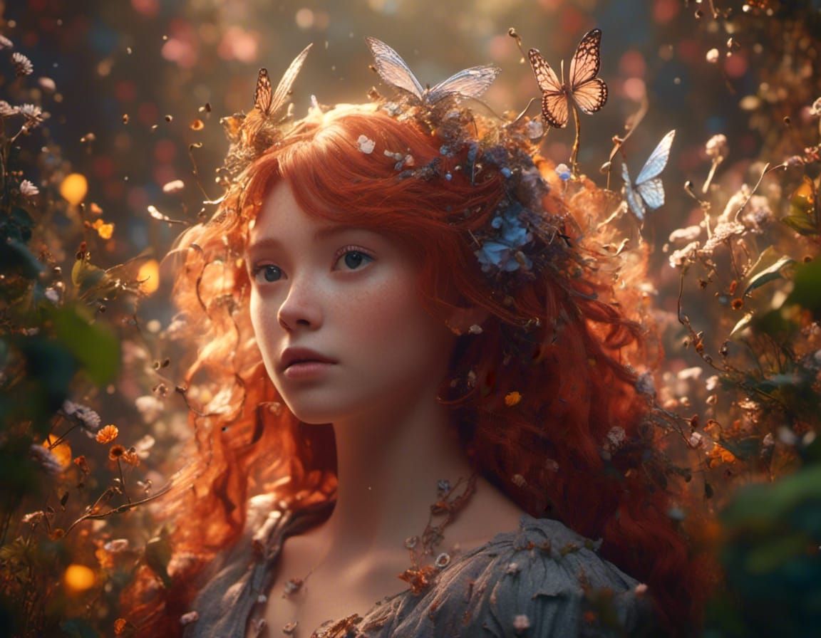Ginger-Haired Fairy Princess in Detailed Digital Painting