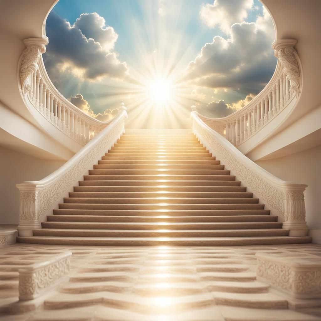 Detailed Staircase with Heavenly Sunshine