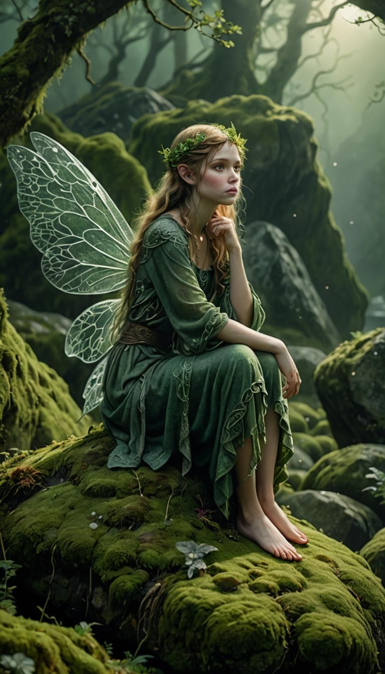 Mystical Fairy in Celtic Landscape: Photorealistic Illustrat...